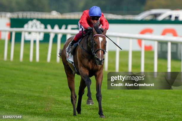 Frankie Dettori riding Inspiral win The Cazoo May Hill Stakes at Doncaster Racecourse on September 09, 2021 in Doncaster, England.