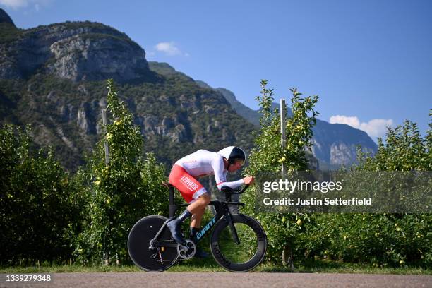 Filip Maciejuk of Poland sprints during the 27th UEC Road Cycling European Championships 2021 - U23 Men's Individual Time Trial a 22,4km race from...