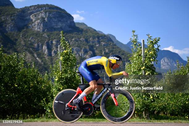 Jonathan Ahlsson of Sweden sprints during the 27th UEC Road Cycling European Championships 2021 - U23 Men's Individual Time Trial a 22,4km race from...