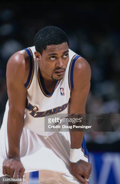Rod Strickland, Point Guard for the Washington Wizards looks on during the NBA Atlantic Division basketball game against the Orlando Magic on 15th...