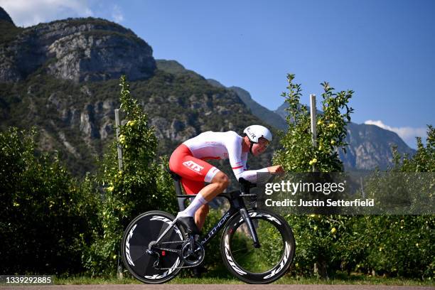 Damian Papierski of Poland sprints during the 27th UEC Road Cycling European Championships 2021 - U23 Men's Individual Time Trial a 22,4km race from...