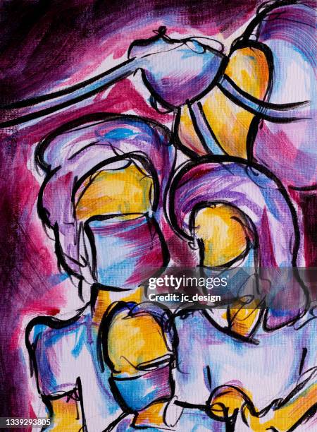 covid family in hospital abstract painting - arts patient stock illustrations