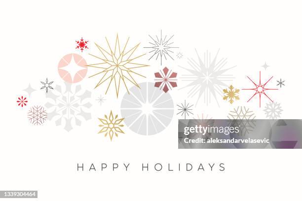 bildbanksillustrationer, clip art samt tecknat material och ikoner med modern holiday card - snowflake