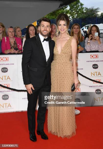 Joel Dommett and Hannah Cooper attend the National Television Awards 2021 at The O2 Arena on September 09, 2021 in London, England.