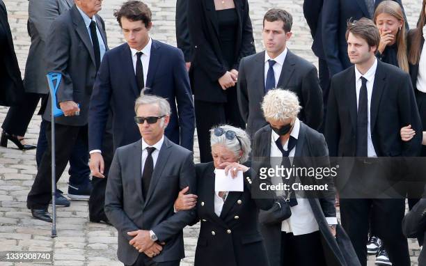 Jean-Paul Belmondo's son Paul Belmondo and Florence Belmondo sister of Jean-Paul Belmondo attend a national tribute for late French actor Jean-Paul...
