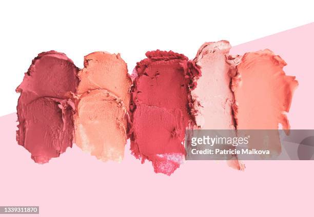 stockillustraties, clipart, cartoons en iconen met vector beauty cosmetic background with make-up smear smudge, make up foundation, art painting, cosmetic beautician design - colour palette