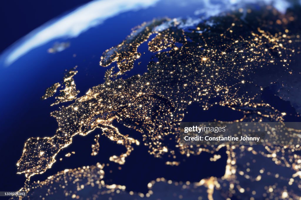 Europe Night Lights View From Space
