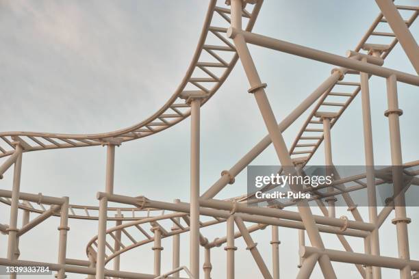 white rollercoaster against a clear sky - cyclone bildbanksfoton och bilder