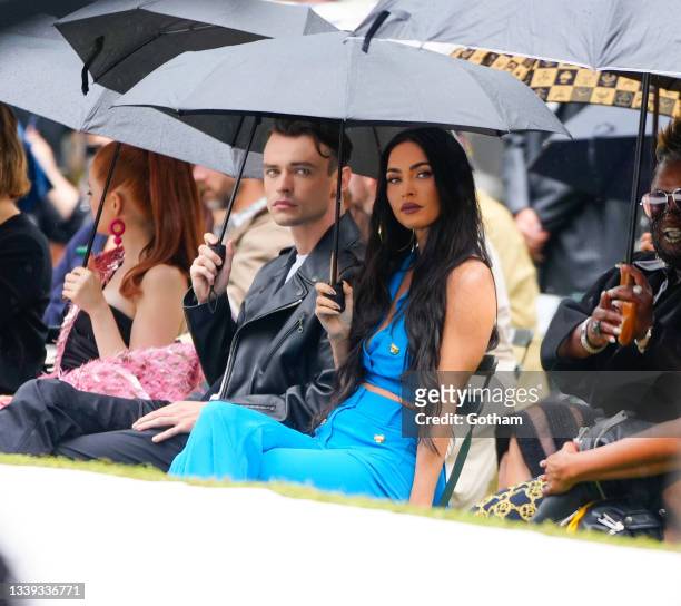 Thomas Doherty and Megan Fox is seen at the Moschino show on September 09, 2021 in New York City.