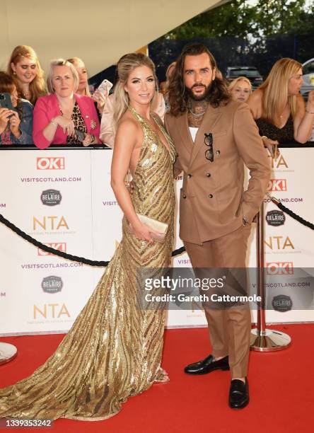 Cici Coleman and Pete Wicks attend the National Television Awards 2021 at The O2 Arena on September 09, 2021 in London, England.