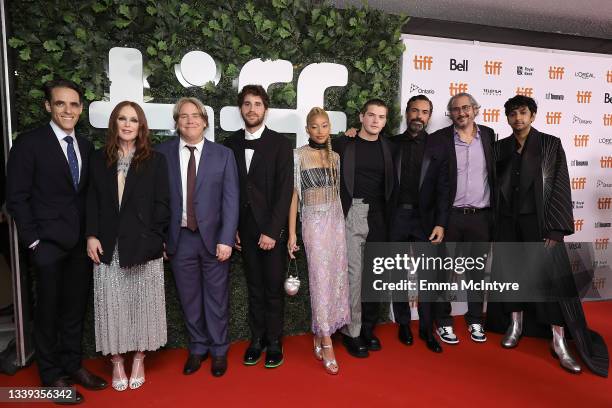 Steven Levenson, Julianne Moore, Stephen Chbosky, Ben Platt, Amandla Stenberg, Colton Ryan, Danny Pino, Adam Siegel, and Nik Dodani attend the "Dear...