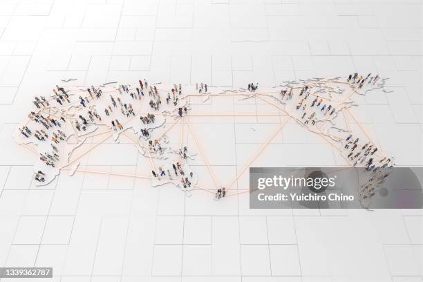 people network on world map - aging population stock pictures, royalty-free photos & images