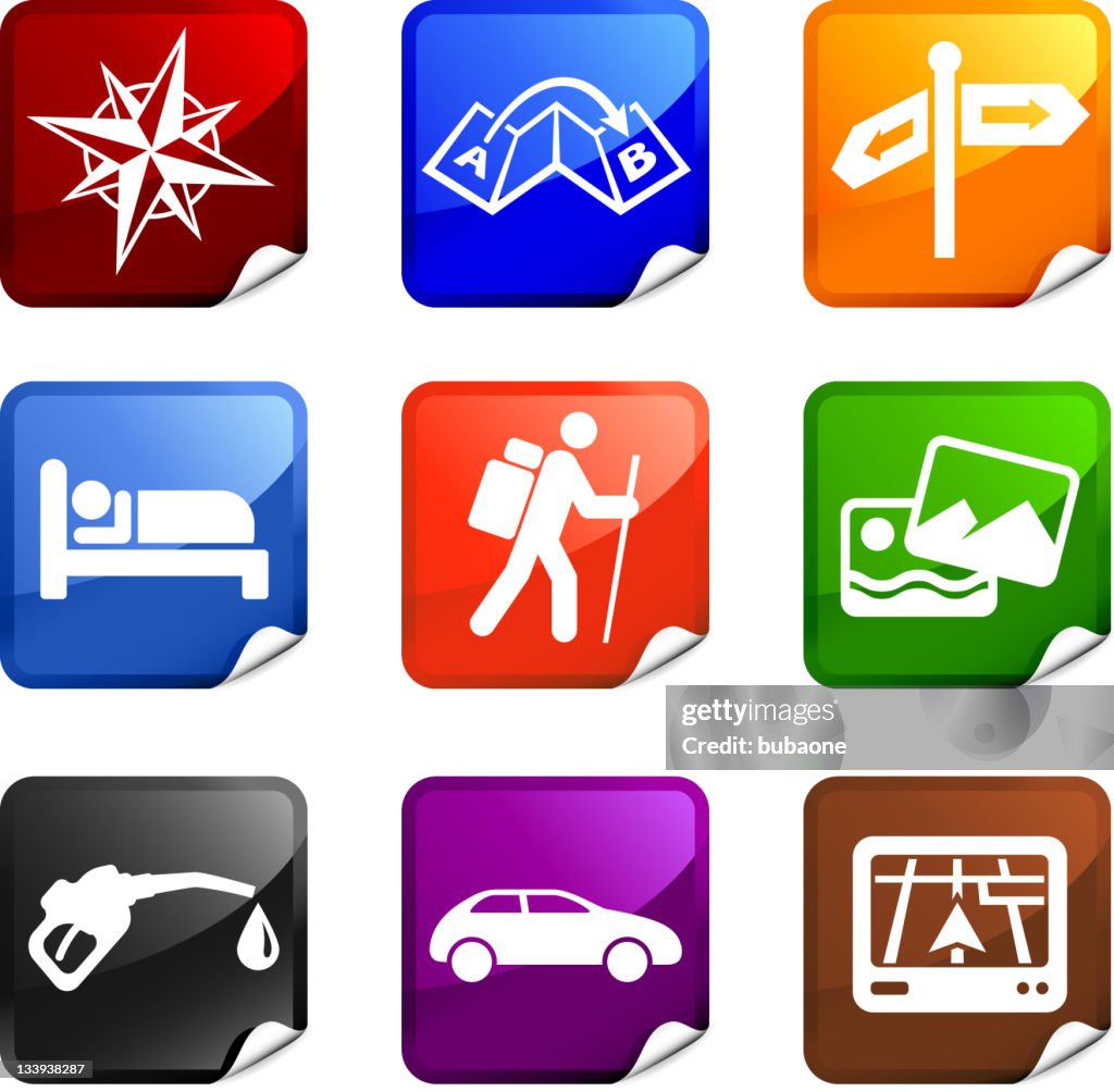 Road trip royalty free vector icon set stickers