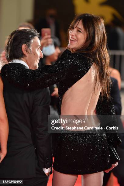 Charlotte Gainsbourg and Director Yvan Attal attend the red carpet of the movie "Les Choses Humaines" during the 78th Venice International Film...