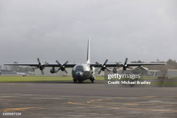 The Royal New Zealand Air Force C-130 Hercules arrives with Police reinforcements from around the country to help support the ongoing enforcement...