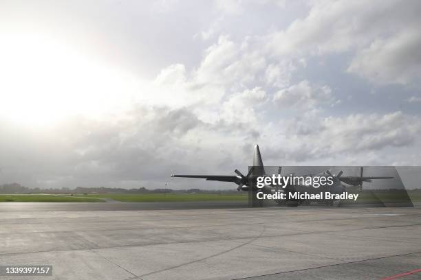 The Royal New Zealand Air Force C-130 Hercules arrives with Police reinforcements from around the country to help support the ongoing enforcement...