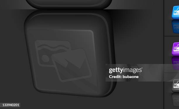 a black, square 3d button with a vacation picture pic on it. - plastic ocean stock illustrations