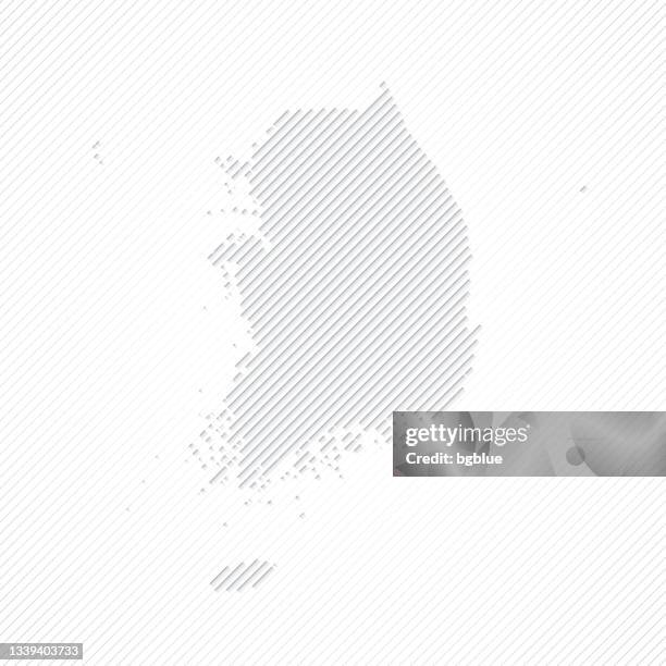 south korea map designed with lines on white background - thin border stock illustrations