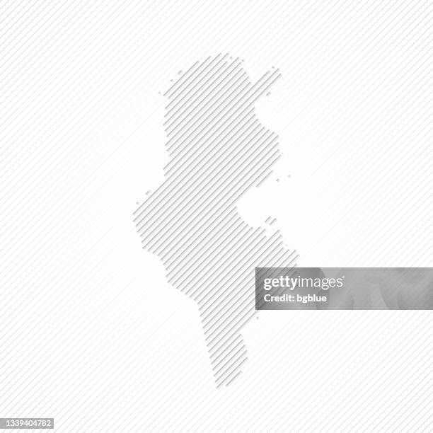 tunisia map designed with lines on white background - thin diagonal lines border stock illustrations