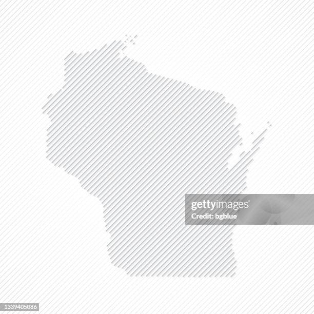 wisconsin-karte mit linien auf weißem hintergrund - wisconsin stock-grafiken, -clipart, -cartoons und -symbole