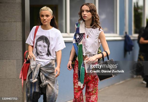 Models are seen outside the Monse show during New York Fashion Week S/S 22 on September 09, 2021 in New York City.