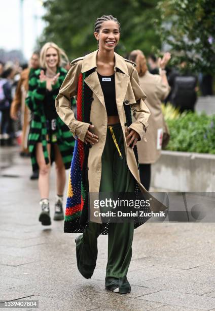 Models are seen outside the Monse show during New York Fashion Week S/S 22 on September 09, 2021 in New York City.