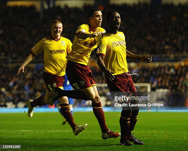 Marvin Bartley of Burnley celebrates the equalising goal with Michael Duff during the npower Championship match between Birmingham City and Burnley...