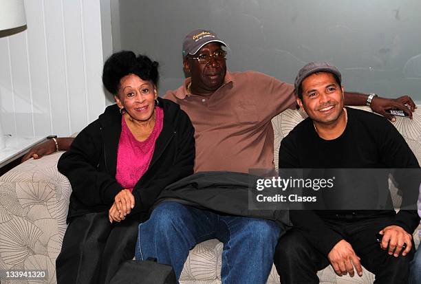 Jesus Aguaje Ramos; Omara Portuondo; Carlos Calunga during the press conference Orquesta Buena Vista Social Club on october 07, 2011 in Mexico City,...