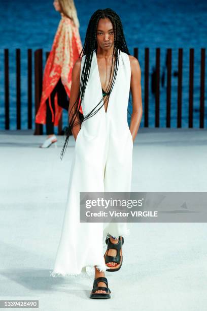 Model walks the runway during the Proenza Schouler Ready to Wear Spring/Summer 2022 show as part of the NYFW on September 8, 2021 in New York City.