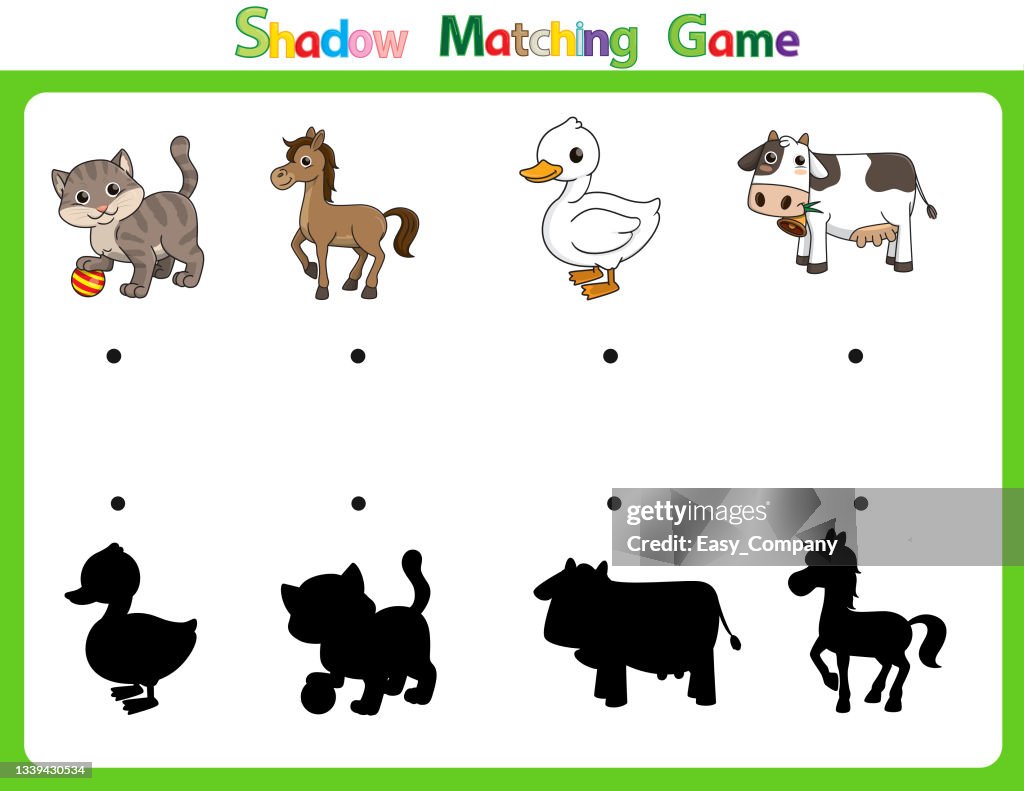 Vector Illustration For Learning The Letter Shadow In Both Lowercase And  Uppercase For Children With 4 Cartoon Images Cat Horse Duck Cow High-Res  Vector Graphic - Getty Images