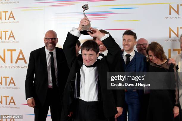 Tommy Jessop, Martin Compston, Gregory Piper, Craig Parkinson, Daniel Mays and the cast and crew of Line of Duty in the press room after winning the...