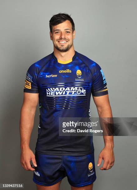Francois Venter poses for a portrait during the Worcester Warriors Squad Photocall for the 2021-2022 Gallagher Premiership Rugby season on September...