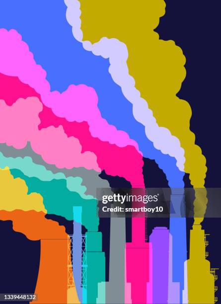 industrial air polution - smoke stack stock illustrations