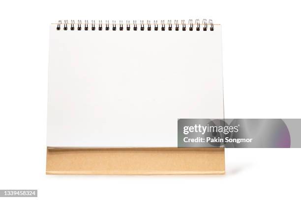 blank desktop calendar isolated on white background. clipping path - 2021 planner stock pictures, royalty-free photos & images