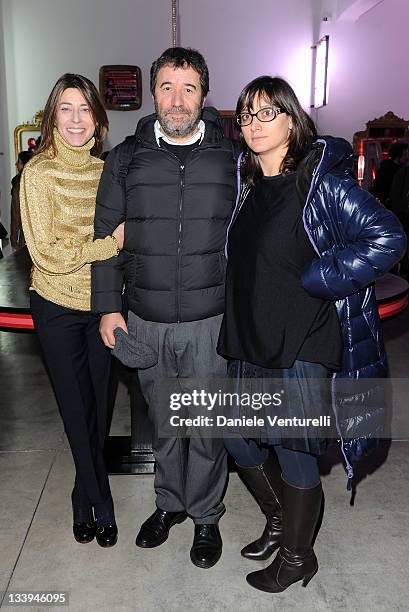 Paola Clerico, Simeone Crispino alias Vedova Mazzei and Ilaria Bonacossi attend the 'Nicolo Cardi Presents Flavio Favelli Solo Show' At The Cardi...