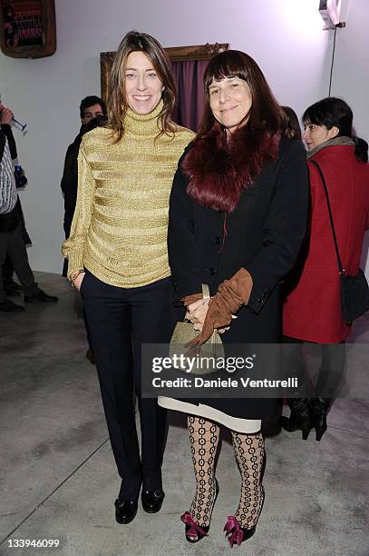 Paola Clerico and Paola Manfrin attend the 'Nicolo Cardi Presents Flavio Favelli Solo Show' At The Cardi Black Box Gallery on November 22, 2011 in...