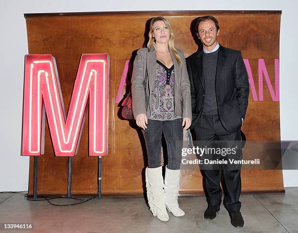Barbara Berlusconi and Nicolo Cardi attends the 'Nicolo Cardi Presents Flavio Favelli Solo Show' At The Cardi Black Box Gallery on November 22, 2011...
