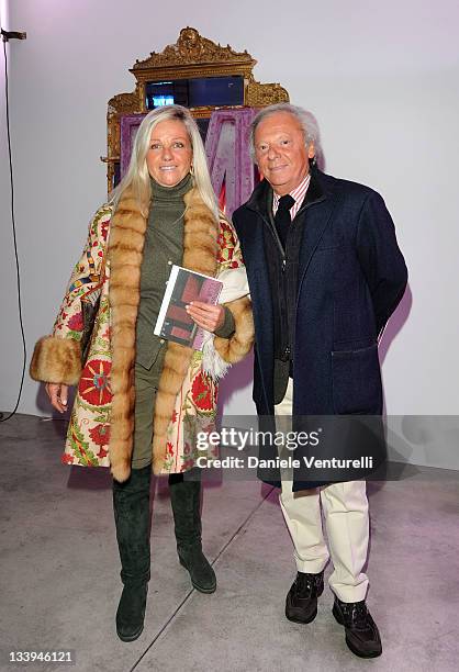Anna Cardi and Renato Cardi attend the 'Nicolo Cardi Presents Flavio Favelli Solo Show' At The Cardi Black Box Gallery on November 22, 2011 in Milan,...