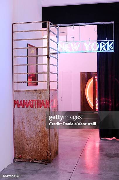 General view of atmosphere at the 'Nicolo Cardi Presents Flavio Favelli Solo Show' At The Cardi Black Box Gallery on November 22, 2011 in Milan,...