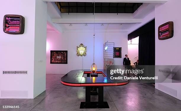 General view of atmosphere at the 'Nicolo Cardi Presents Flavio Favelli Solo Show' At The Cardi Black Box Gallery on November 22, 2011 in Milan,...