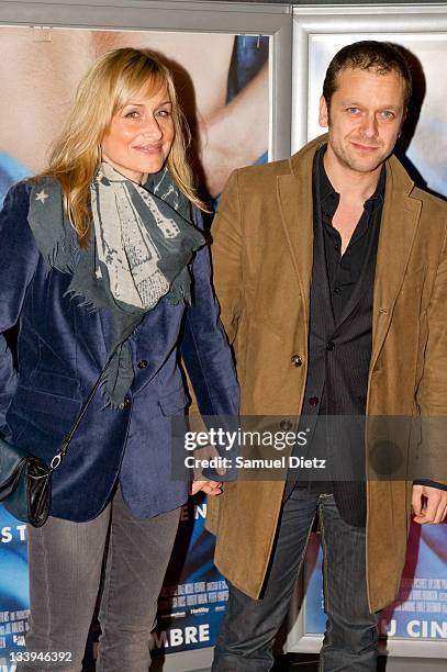 Elodie Hesme and Jonathan Zaccai attend photocall for "Shame" Paris premiere at Mk2 Bibliotheque on November 22, 2011 in Paris, France.