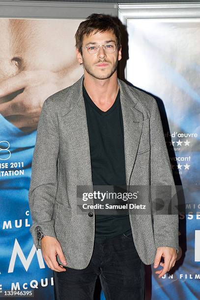 Gaspar Ulliel attends photocall for "Shame" Paris premiere at Mk2 Bibliotheque on November 22, 2011 in Paris, France.