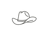 Cowboy hat line icon isolated on white