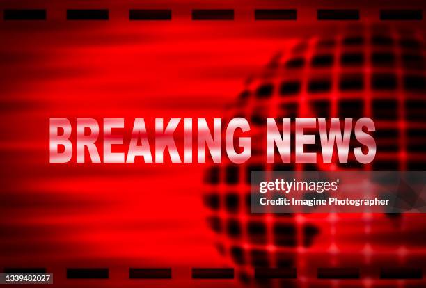 abstract, " text " breaking news on global graphic red background. - newspaper headline template stock pictures, royalty-free photos & images