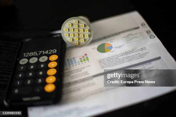 In this photo illustration - A bill for electricity consumption, on 10 September, 2021 in Madrid, Spain. The average daily price of electricity in...