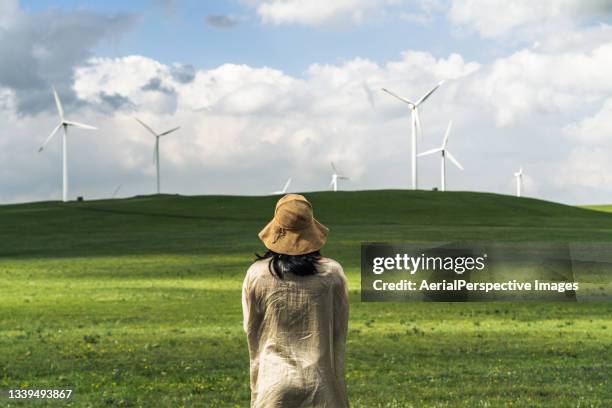 human and nature - wind power city stock pictures, royalty-free photos & images