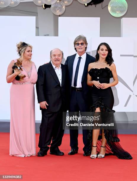 Devin DeVasquez , Lino Banfi, Ronn Moss and Mayra Pietrocola attend the red carpet of the movie "Un Autre Monde" during the 78th Venice International...
