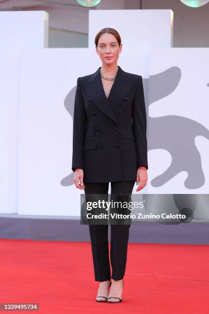 Cristiana Capotondi attends the red carpet of the movie "Un Autre Monde" during the 78th Venice International Film Festival on September 10, 2021 in...