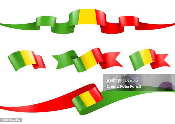 mali flag ribbon set - vector stock illustration - mali stock illustrations