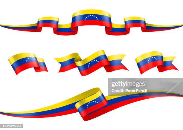 ilustraciones, imágenes clip art, dibujos animados e iconos de stock de conjunto de cintas de la bandera de venezuela - vector stock illustration - bandera venezuela